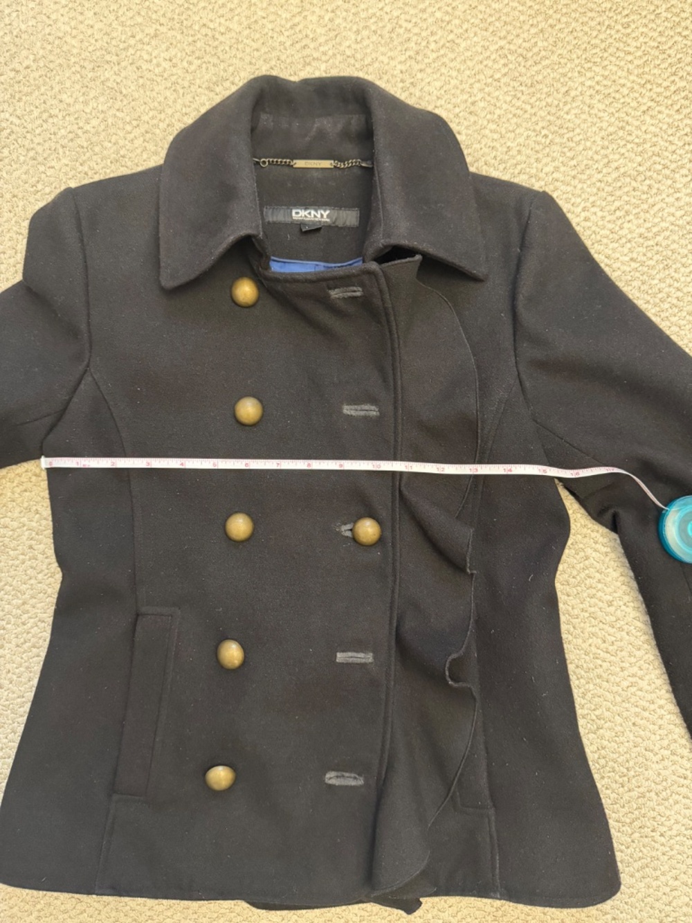DKNY Women’s ruffles trims coat - Picture 6 of 9
